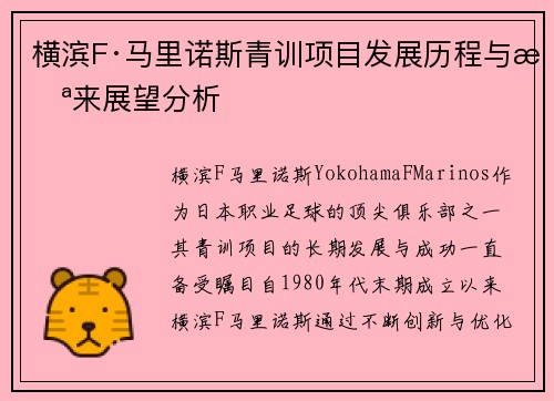 横滨F·马里诺斯青训项目发展历程与未来展望分析 横滨F·马里诺斯青训项目发展历程与未来展望分析